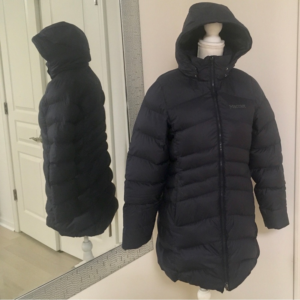 Marmot Long Hooded Down Puffer Coat View 4